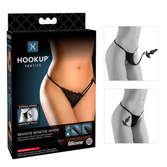 Plug Anal Hookup Panties Remote Bowtie Bikini - S-L