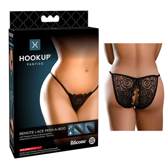Vibrador Hookup Panties Remote Lace Peek-a-Boo S-L