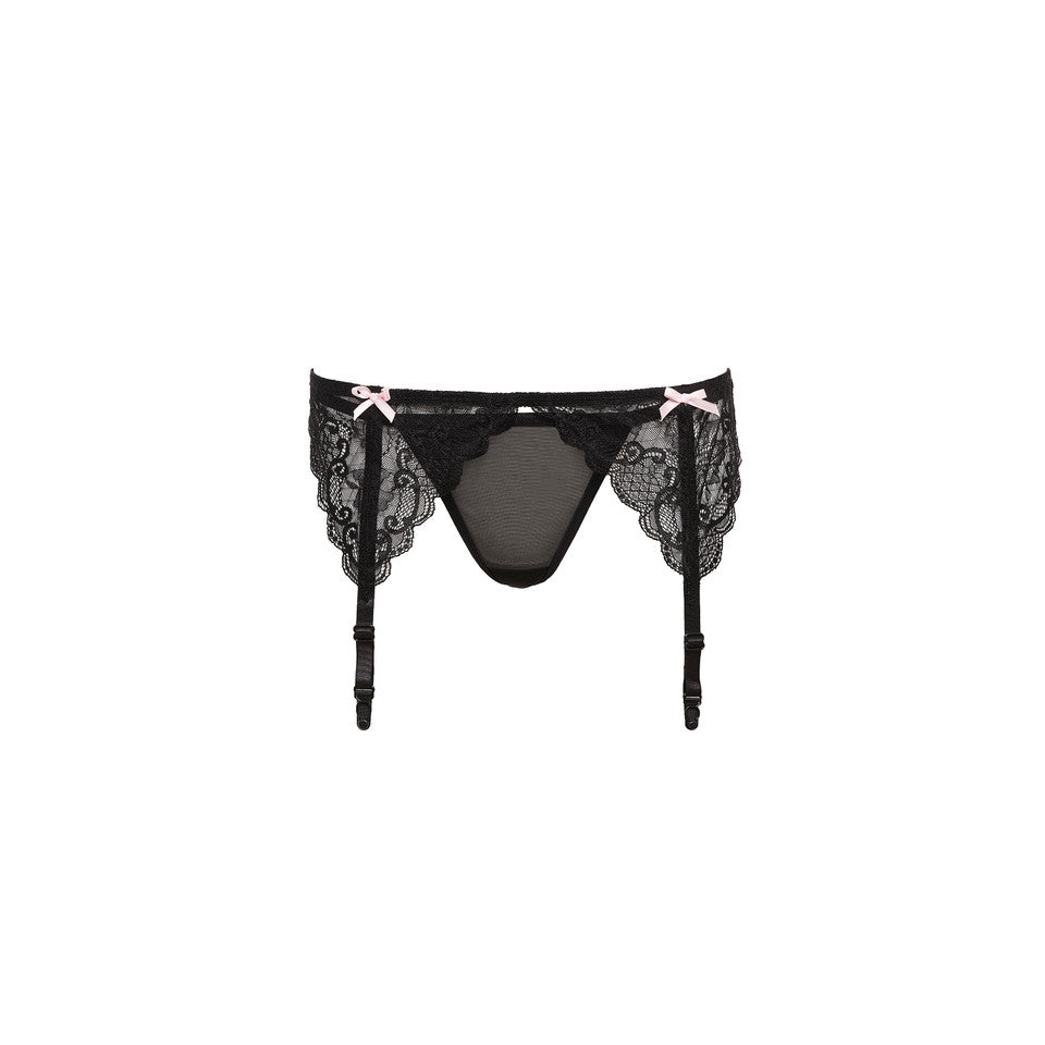 Conjunto Garters Bows & Panty, Black